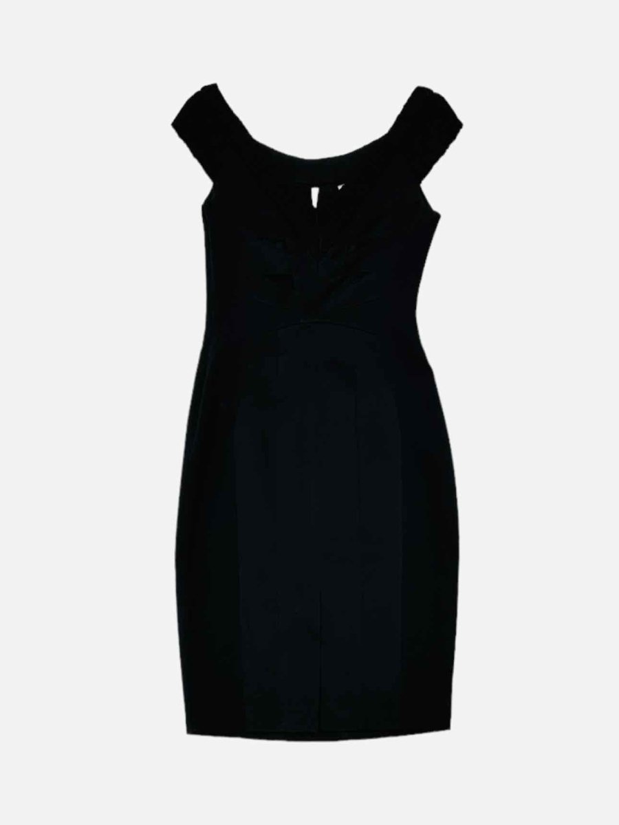 Pre - loved KAREN MILLEN Off Shoulder Black Cocktail Dress at Reems Closet