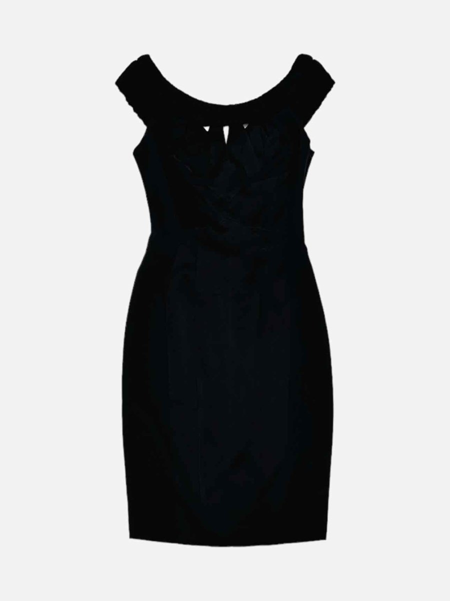 Pre - loved KAREN MILLEN Off Shoulder Black Cocktail Dress at Reems Closet