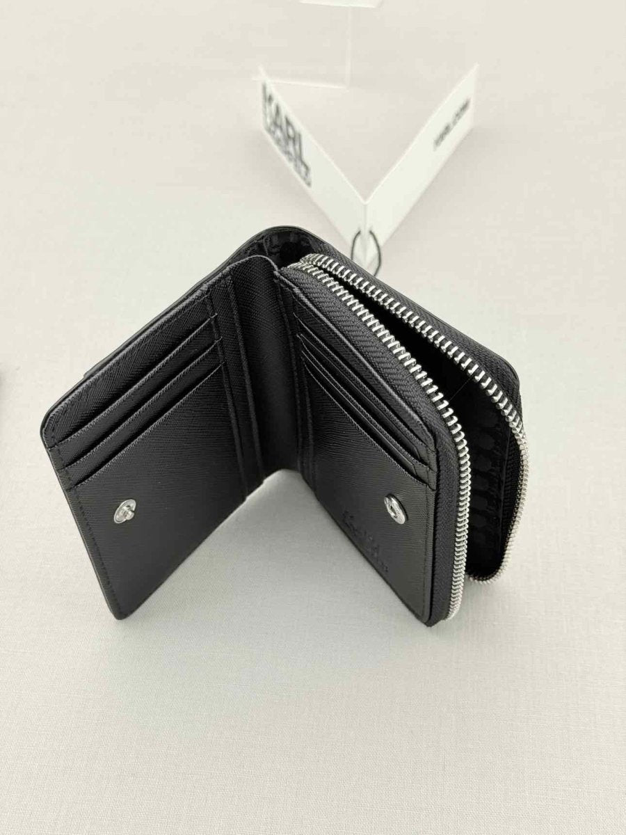 Pre - loved KARL LAGERFELD Black Compact Wallet at Reems Closet