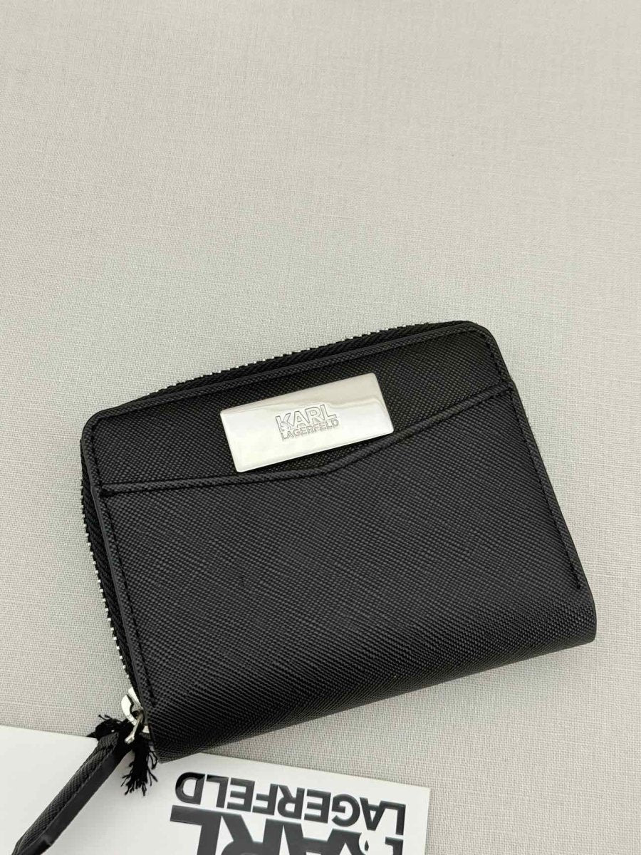 Pre - loved KARL LAGERFELD Black Compact Wallet at Reems Closet
