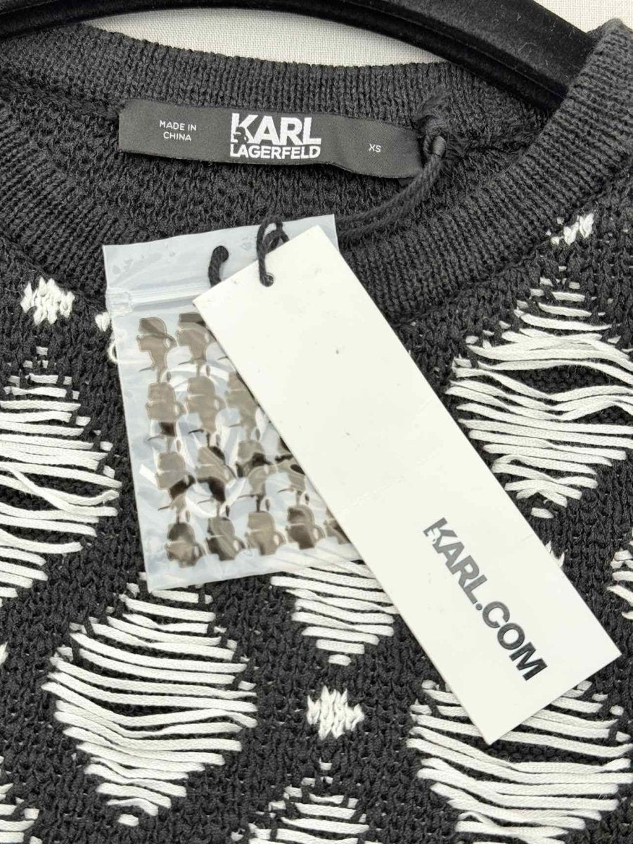 Pre - loved KARL LAGERFELD Black & White Knit Size XSmall Top at Reems Closet