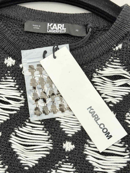 Pre - loved KARL LAGERFELD Black & White Knit Size XSmall Top at Reems Closet