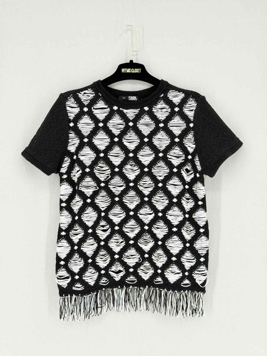 Pre - loved KARL LAGERFELD Black & White Knit Size XSmall Top at Reems Closet