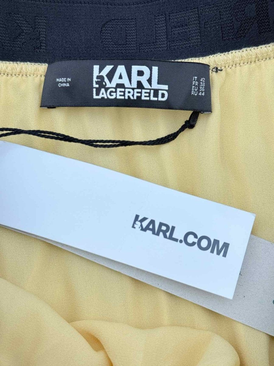 Pre - loved KARL LAGERFELD Yellow Size US 6 Knee Length Skirt at Reems Closet