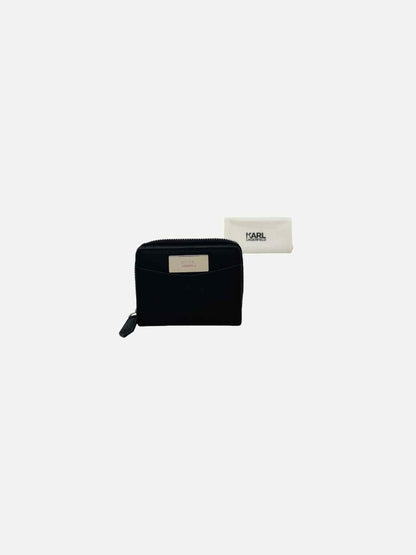 Pre - loved KARL LAGERFELD Zip Around Black Compact Wallet at Reems Closet