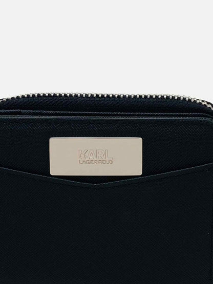 Pre - loved KARL LAGERFELD Zip Around Black Compact Wallet at Reems Closet