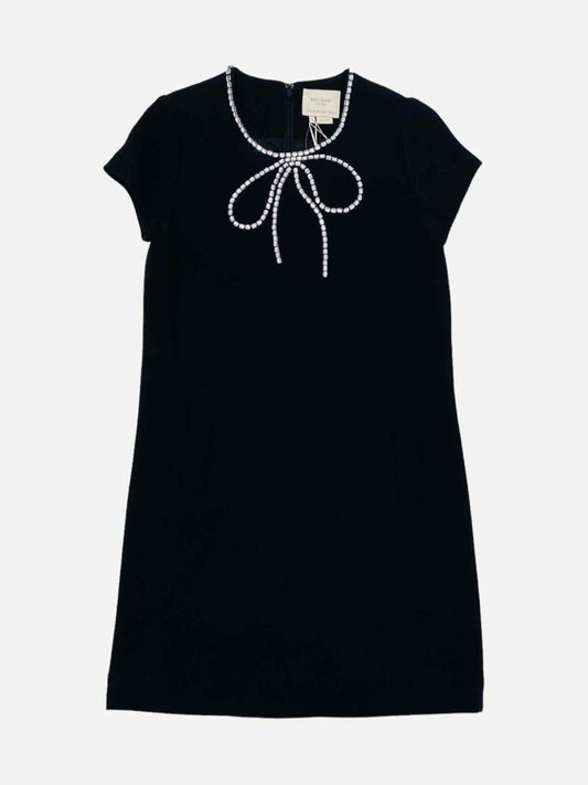 Pre-loved KATE SPADE Black Crystal Embellished Bow Mini Dress from Reems Closet