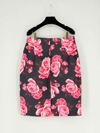 Pre - loved KATE SPADE Black & Red Rose Print Size US 10 Mini Skirt at Reems Closet