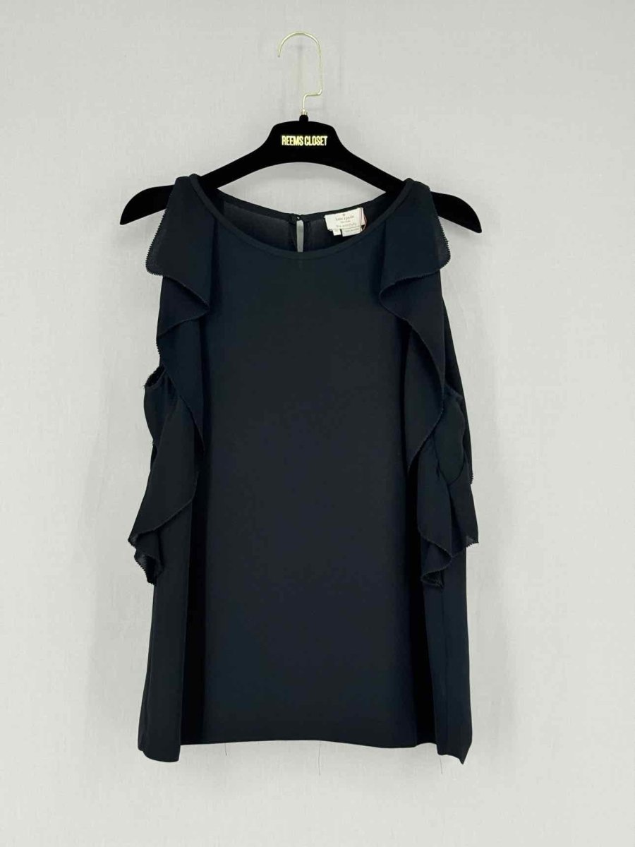 Pre - loved KATE SPADE Black Ruffled Size US 10 Blouse at Reems Closet