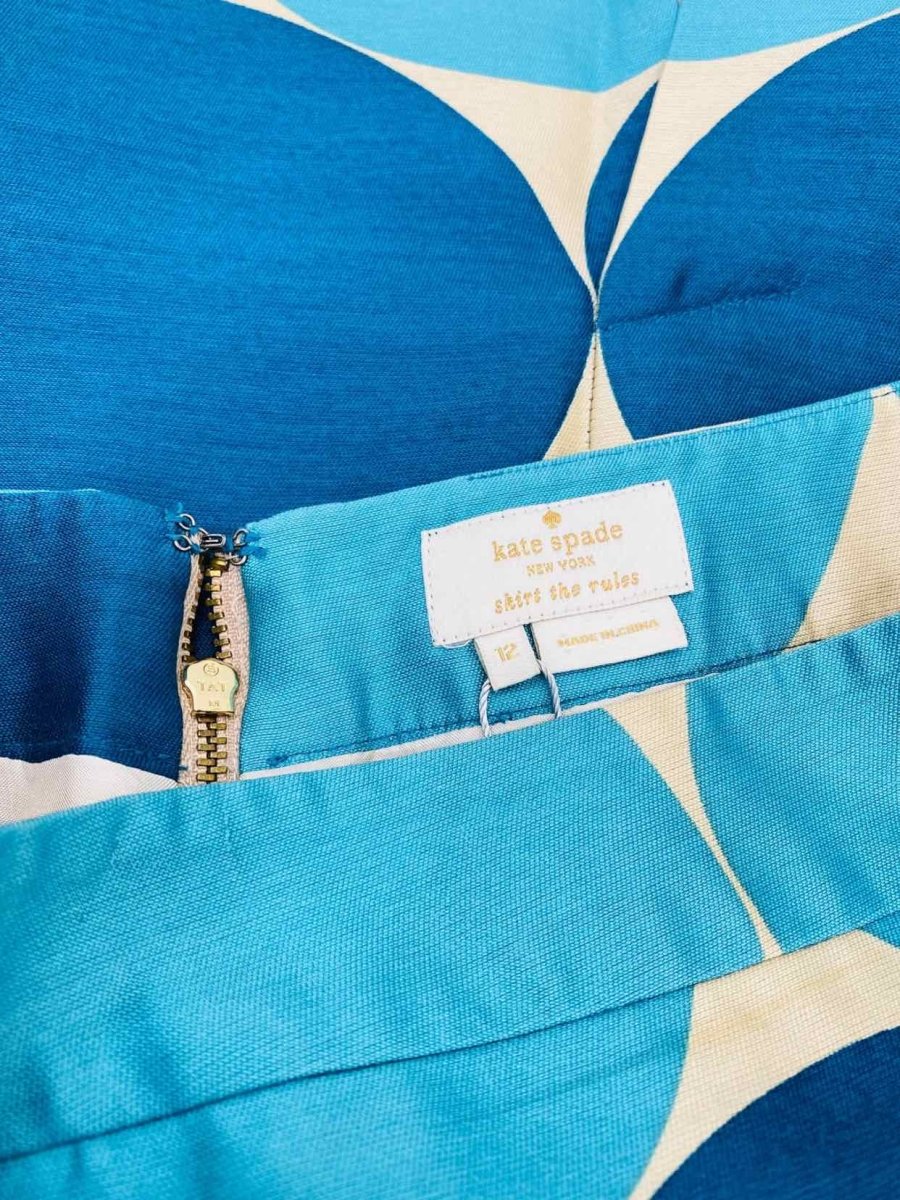 Pre - loved KATE SPADE Blue & Beige Size US 12 Knee Length Skirt at Reems Closet