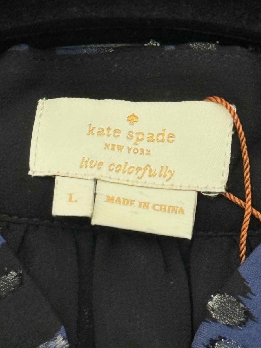 Pre - loved KATE SPADE Blue & Black Leopard Print Size Large Blouse at Reems Closet