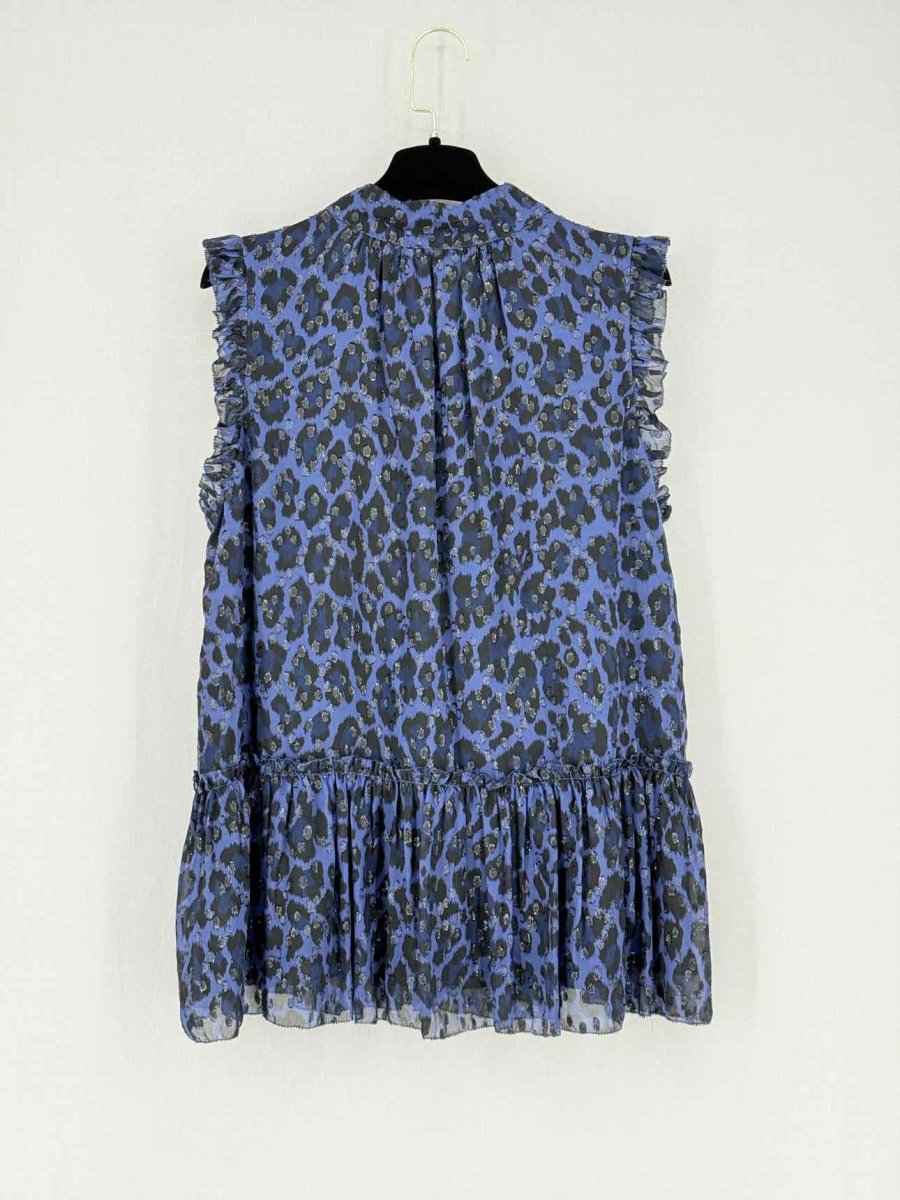 Pre - loved KATE SPADE Blue & Black Leopard Print Size Large Blouse at Reems Closet