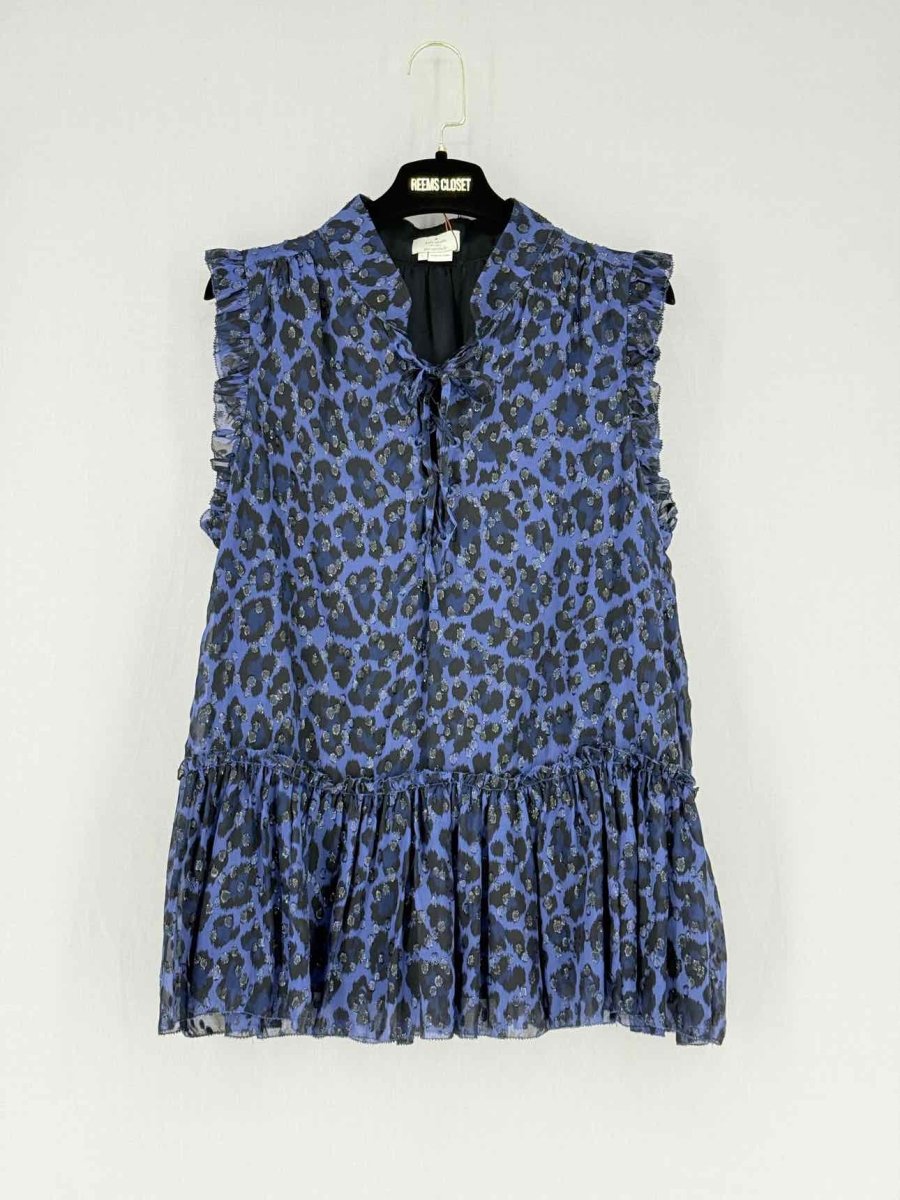 Pre - loved KATE SPADE Blue & Black Leopard Print Size Large Blouse at Reems Closet