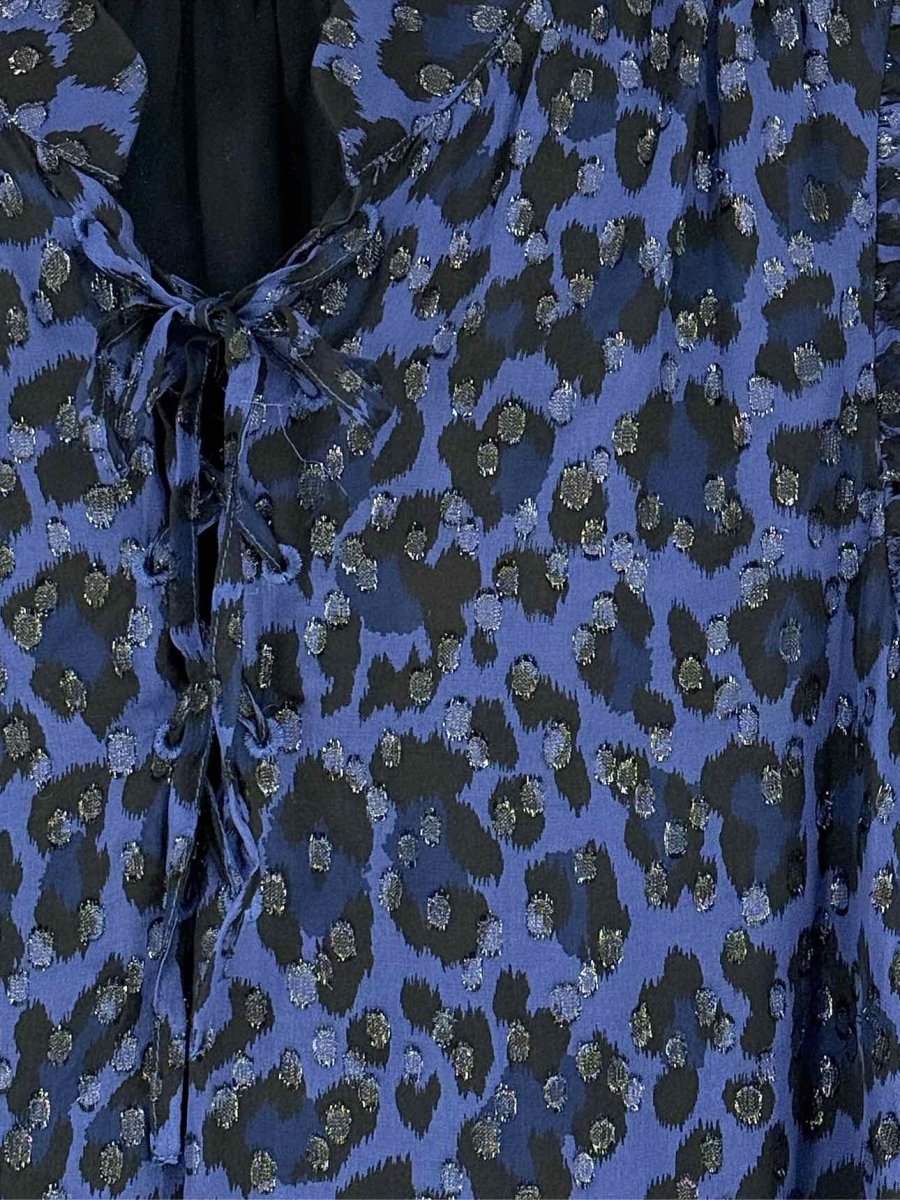 Pre - loved KATE SPADE Blue & Black Leopard Print Size Large Blouse at Reems Closet