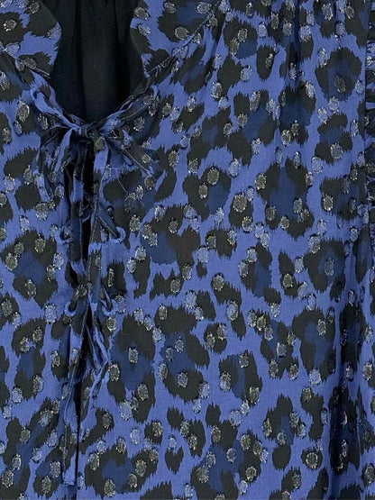 Pre - loved KATE SPADE Blue & Black Leopard Print Size Large Blouse at Reems Closet