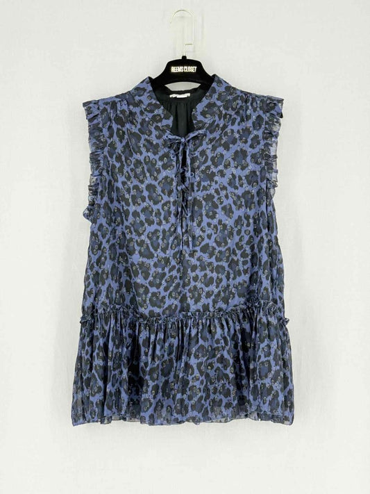 Pre - loved KATE SPADE Blue & Black Leopard Print Size Large Blouse at Reems Closet