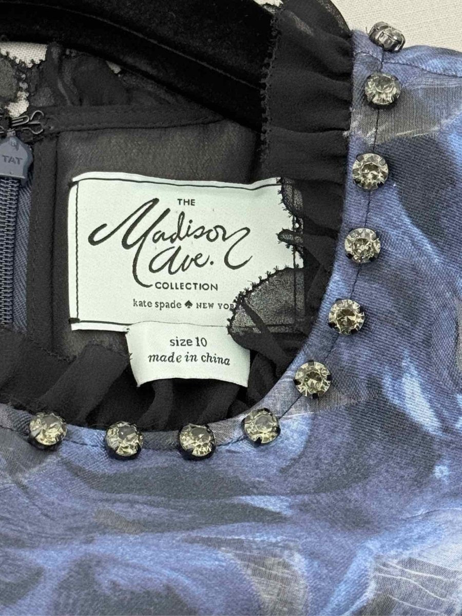 Pre - loved KATE SPADE Blue Multicolor Size US 10 Midi Dress at Reems Closet