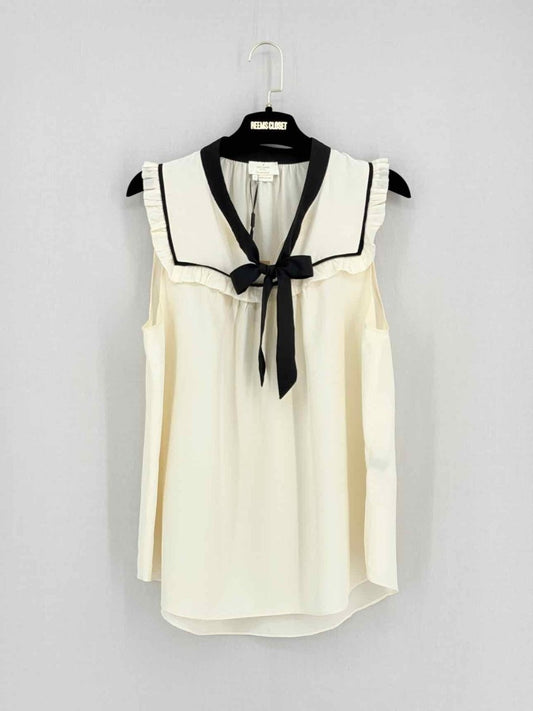 Pre - loved KATE SPADE Cream w/ Black Size Large Top at Reems Closet