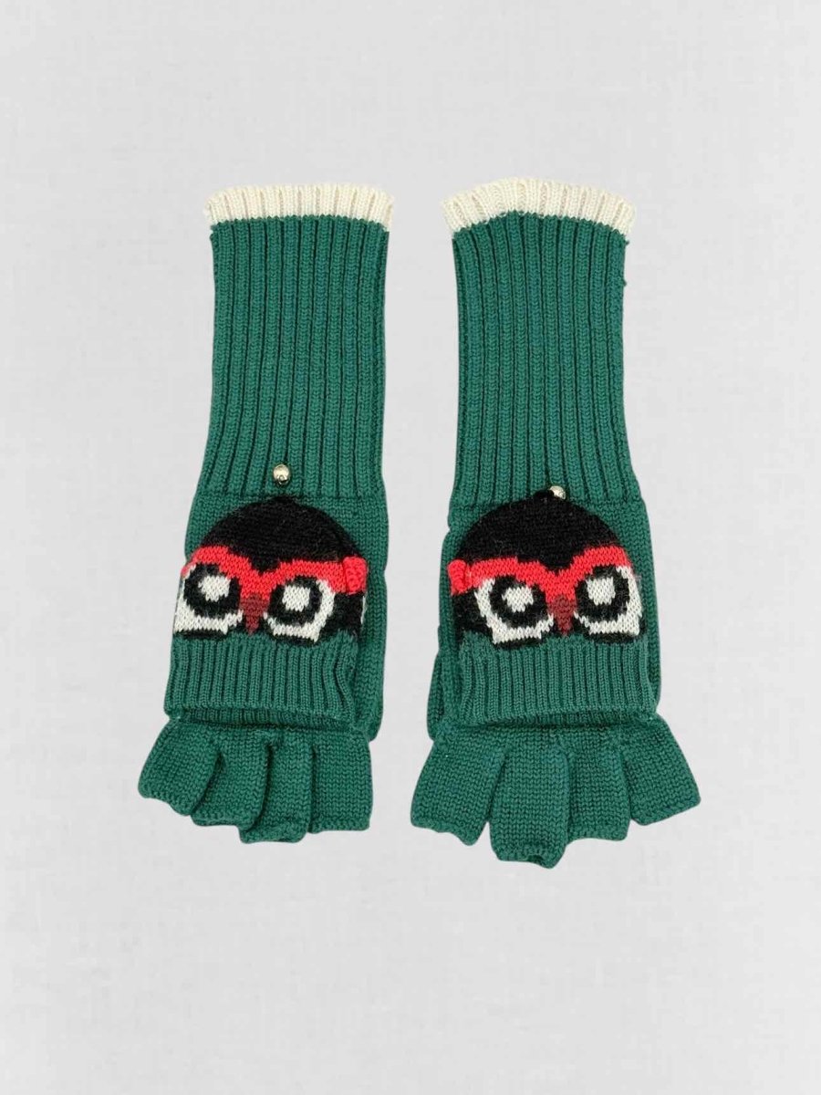 Pre - loved KATE SPADE Green Owl Gloves at Reems Closet