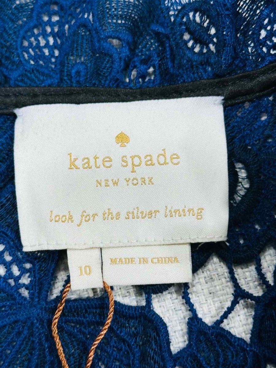 KATE SPADE Lace Overlay Blue Size US 10 Midi Dress - Reems Closet KATE SPADE Lace Overlay Blue Size US 10 Midi Dress - Reems Closet