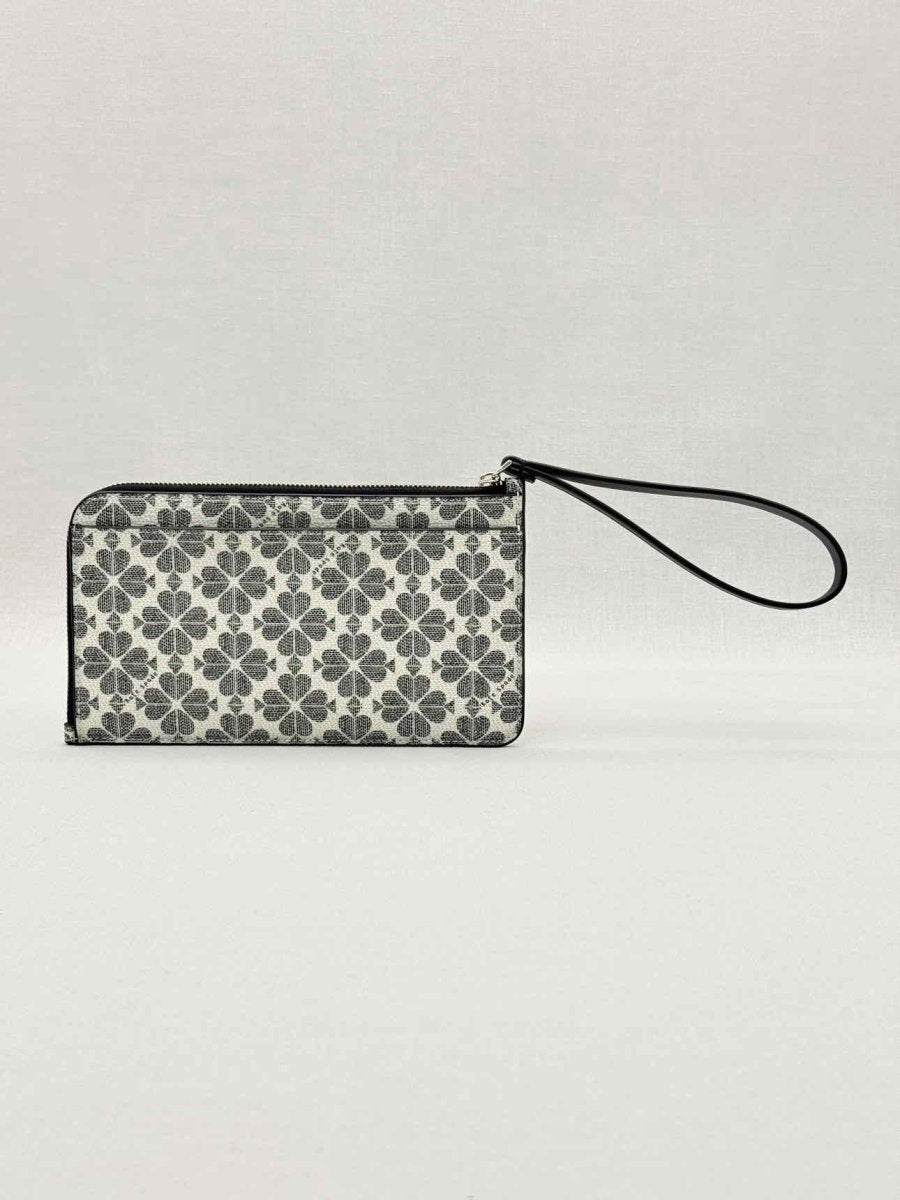 Pre - loved KATE SPADE Lucy White & Black Spade Flower Wristlet at Reems Closet