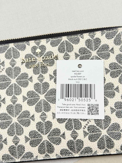 Pre - loved KATE SPADE Lucy White & Black Spade Flower Wristlet at Reems Closet