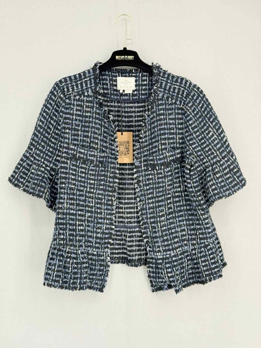 Pre - loved KATE SPADE Navy Blue & White Tweed Size US 10 Jacket at Reems Closet