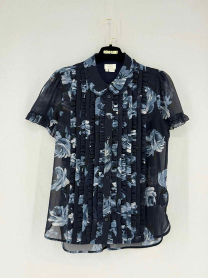 Pre - loved KATE SPADE Navy Rose Print Size Large Blouse at Reems Closet