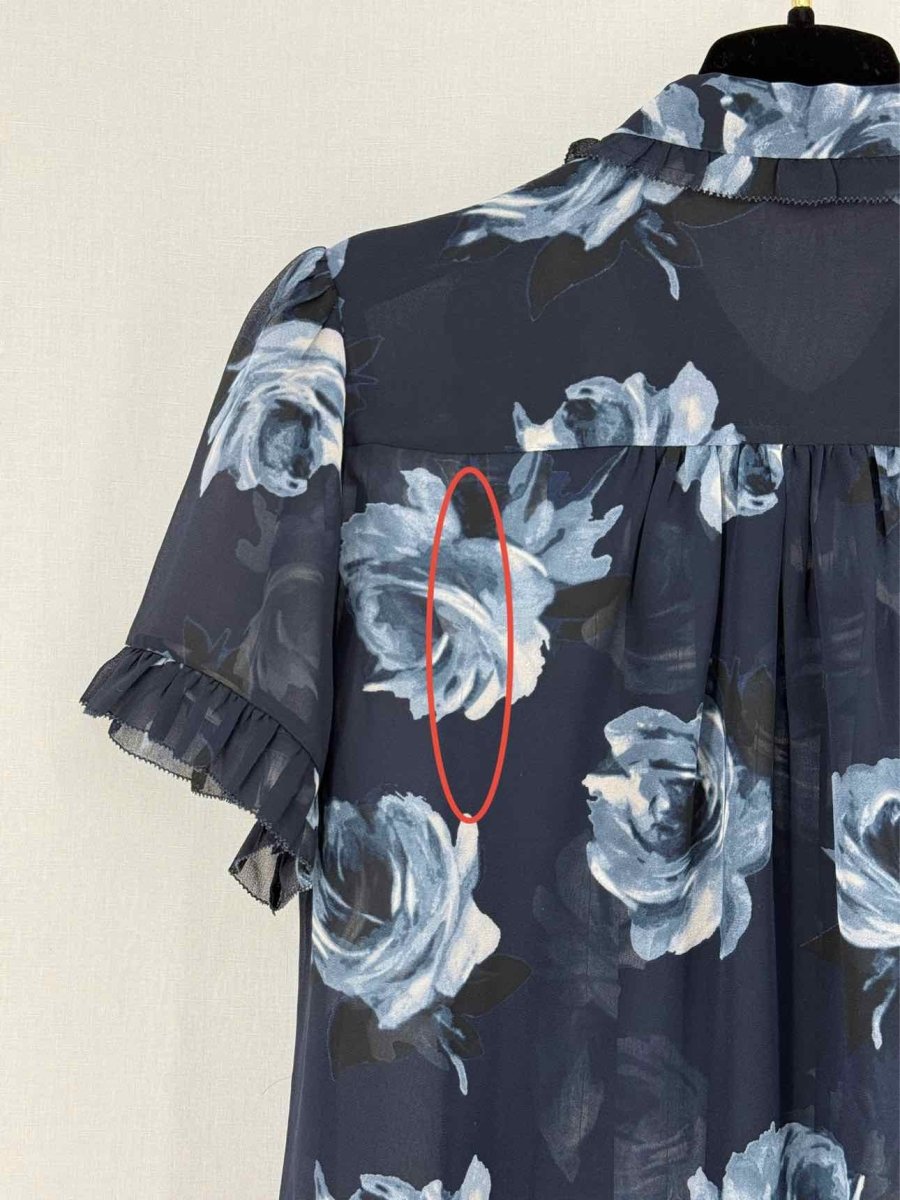 Pre - loved KATE SPADE Navy Rose Print Size Large Blouse at Reems Closet