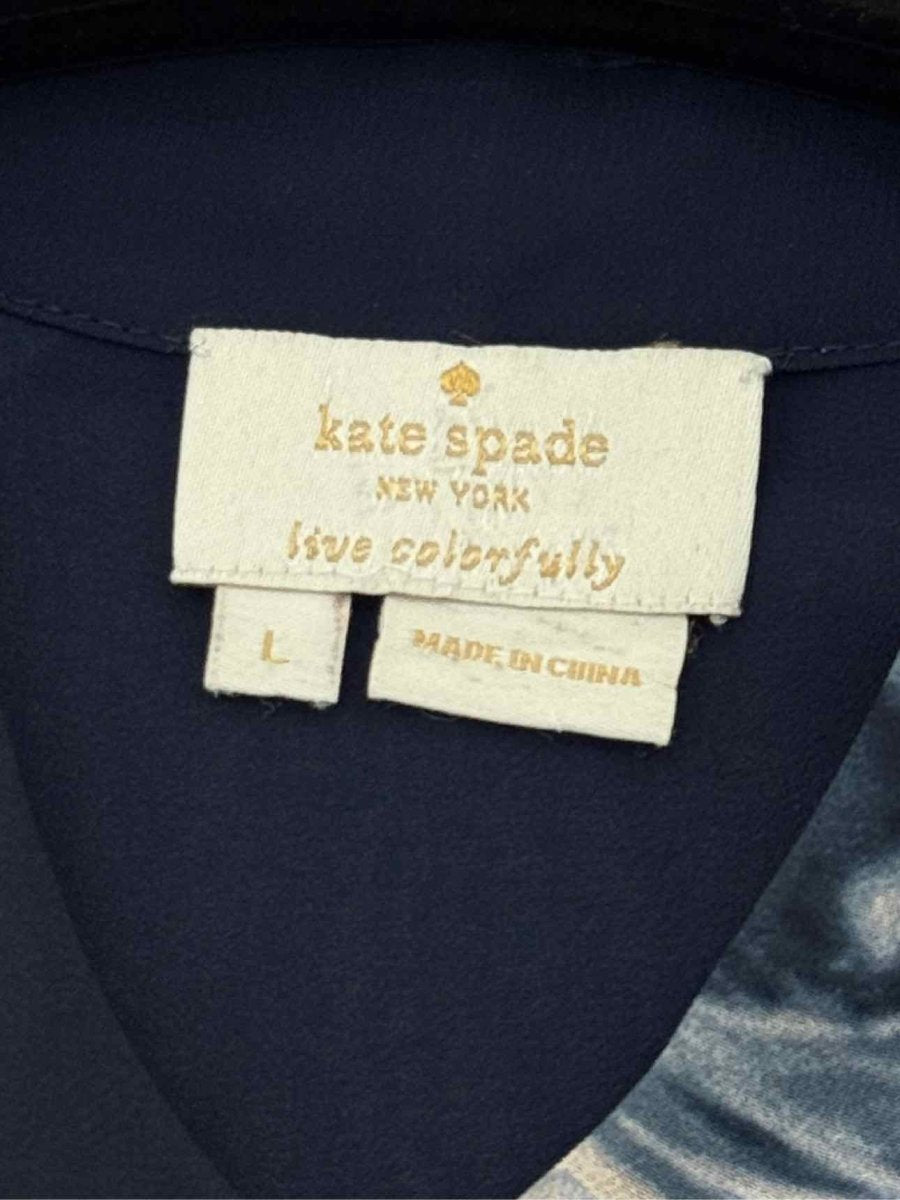 Pre - loved KATE SPADE Navy Rose Print Size Large Blouse at Reems Closet
