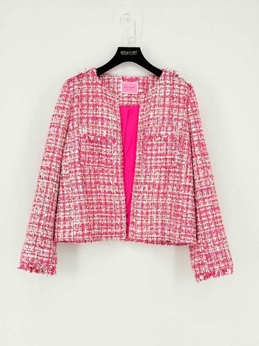 Pre - loved KATE SPADE Pink Tweed Size US 10 Jacket at Reems Closet