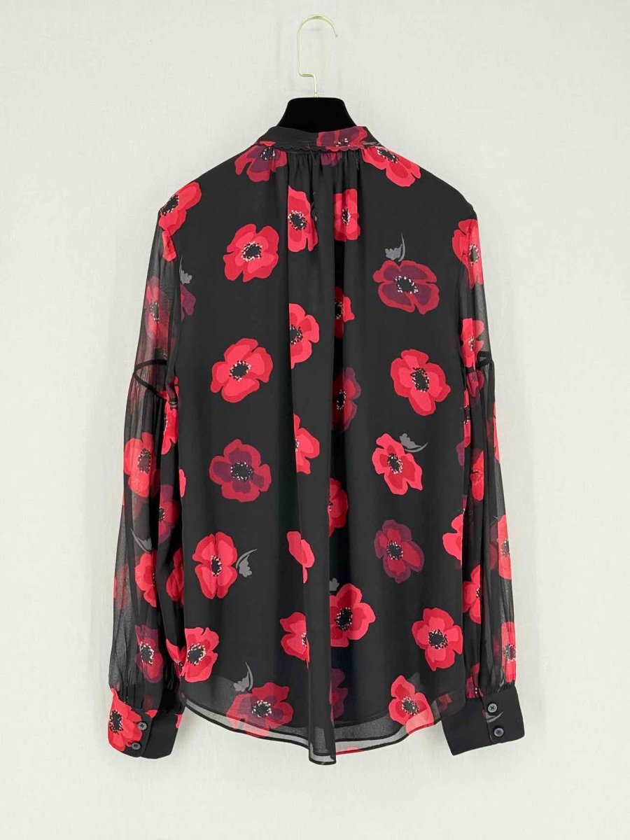 Pre - loved KATE SPADE Red & Black Floral Print Size Large Blouse at Reems Closet