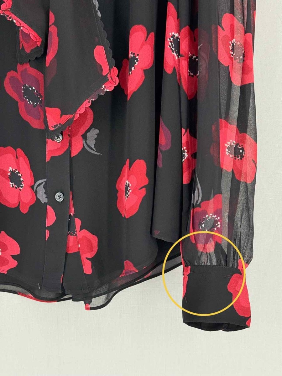Pre - loved KATE SPADE Red & Black Floral Print Size Large Blouse at Reems Closet