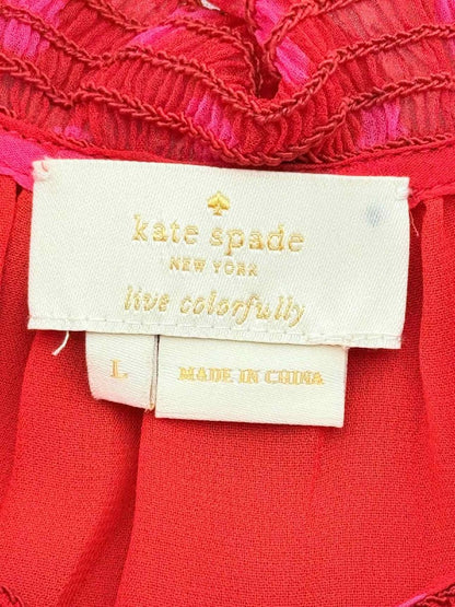 Pre - loved KATE SPADE Red Heart Print Size Large Blouse at Reems Closet