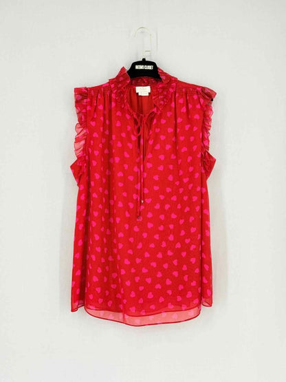 Pre - loved KATE SPADE Red Heart Print Size Large Blouse at Reems Closet