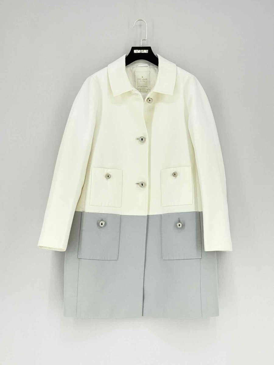 Pre - loved KATE SPADE White & Grey Colorblock Size US 10 Coat at Reems Closet
