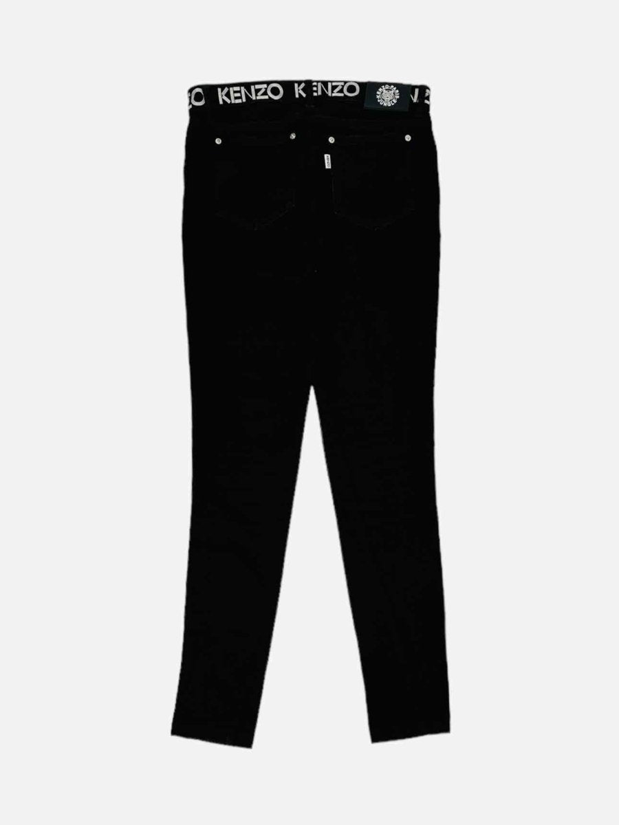 Pre - loved KENZO Black Logo Print Waist Skinny Jeans at Reems Closet