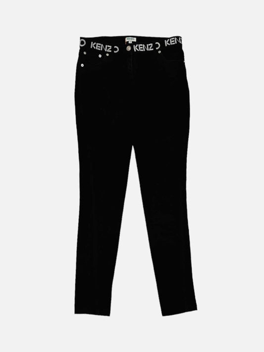 Pre - loved KENZO Black Logo Print Waist Skinny Jeans at Reems Closet