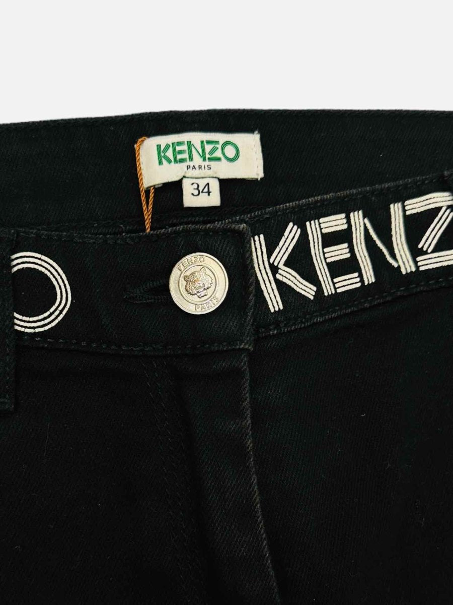 Pre - loved KENZO Black Logo Print Waist Skinny Jeans at Reems Closet