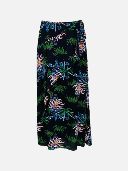 Pre - loved KENZO Black Multicolor Printed Midi Skirt US4 at Reems Closet