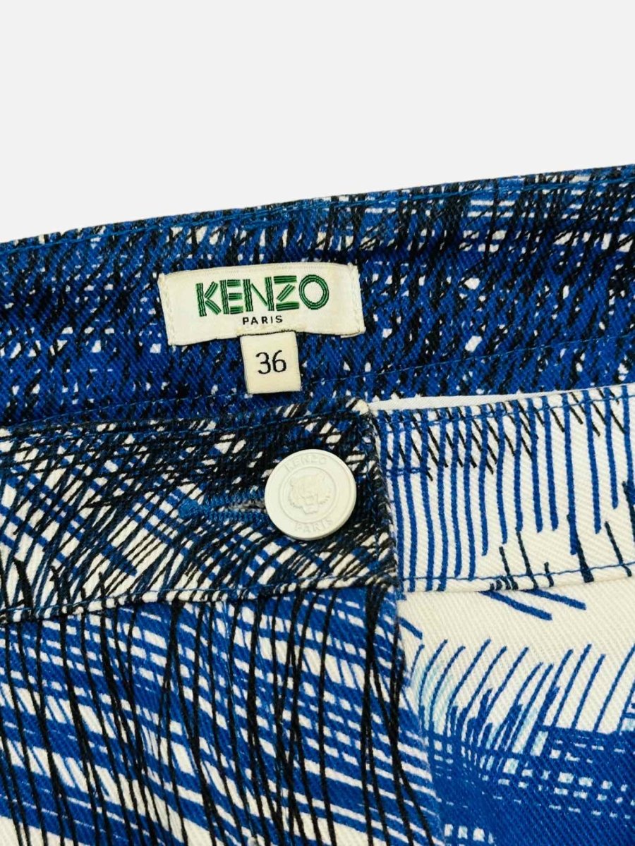 Pre - loved KENZO Blue Multicolor Printed Jeans at Reems Closet