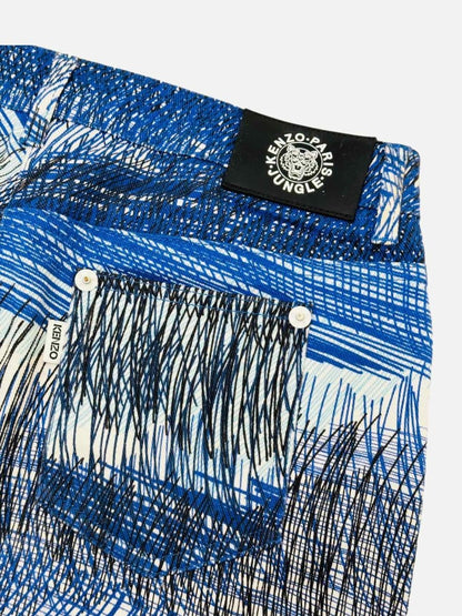 Pre - loved KENZO Blue Multicolor Printed Jeans at Reems Closet