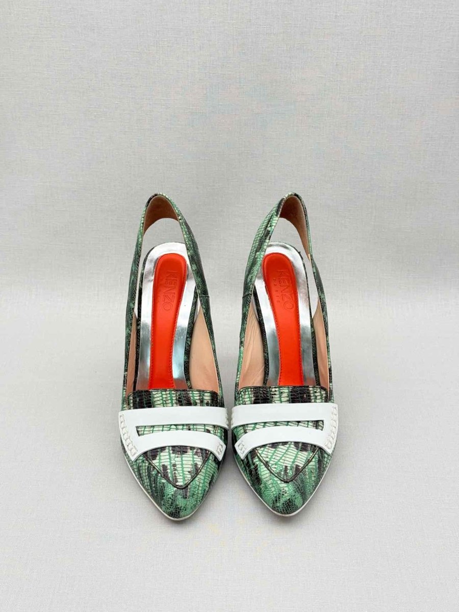 Pre-loved KENZO Green & Black Textured Size EU 39 Pumps at Reems Closet