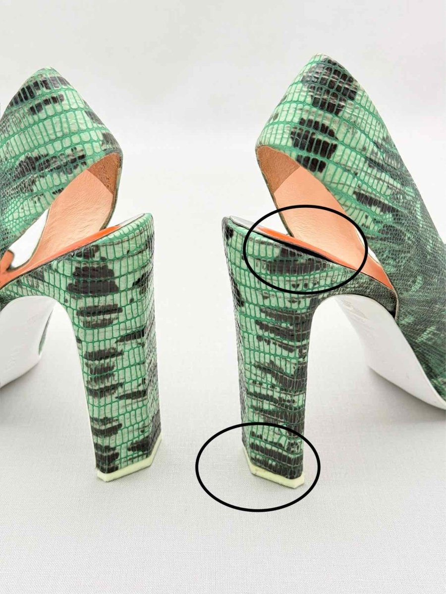 Pre-loved KENZO Green & Black Textured Size EU 39 Pumps at Reems Closet