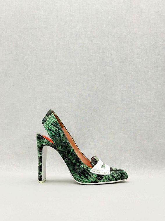 Pre-loved KENZO Green & Black Textured Size EU 39 Pumps at Reems Closet