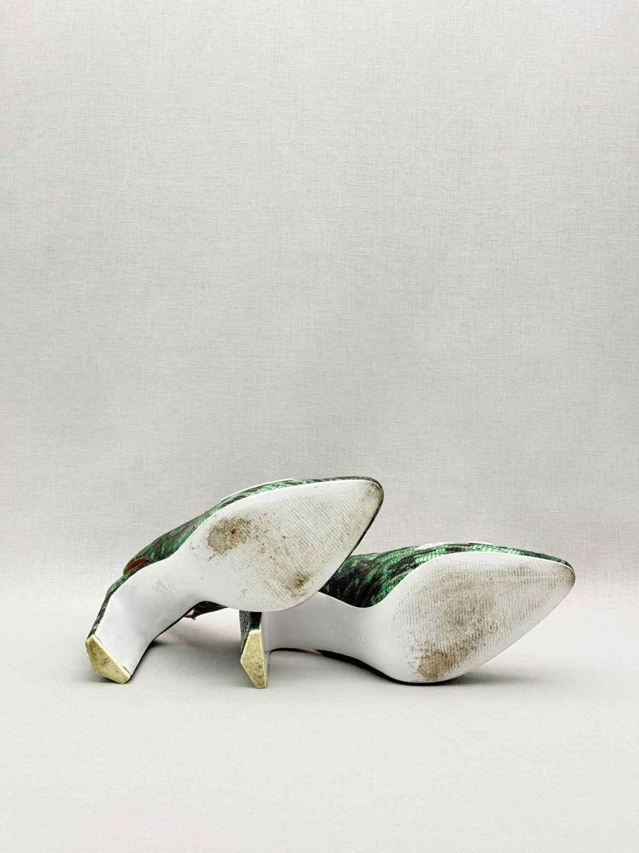 Pre-loved KENZO Green & Black Textured Size EU 39 Pumps at Reems Closet