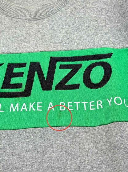 Pre - loved KENZO Grey w/ Green Logo Size Large Sweatshirt at Reems Closet