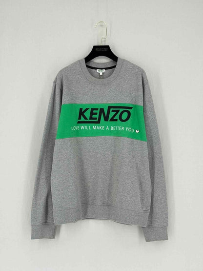 Pre - loved KENZO Grey w/ Green Logo Size Large Sweatshirt at Reems Closet