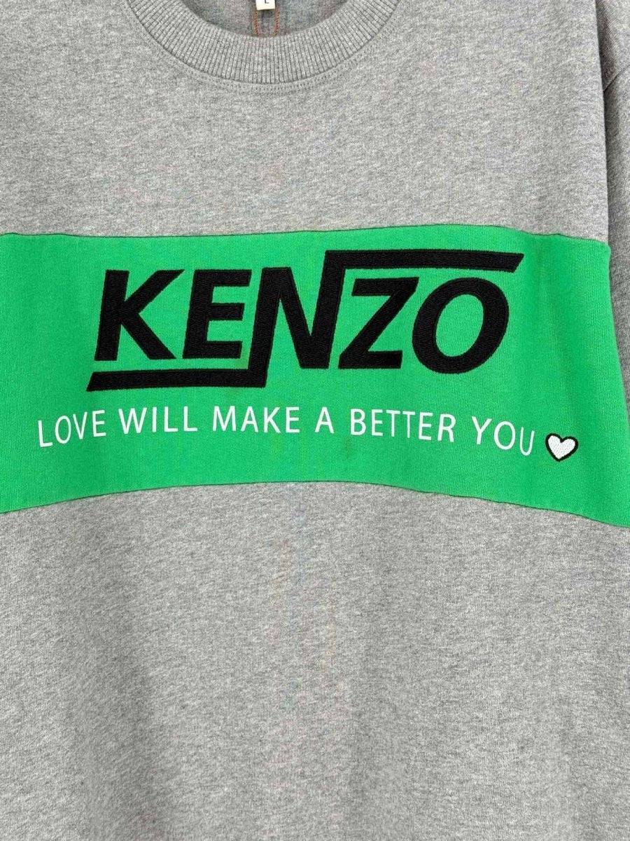 Pre - loved KENZO Grey w/ Green Logo Size Large Sweatshirt at Reems Closet
