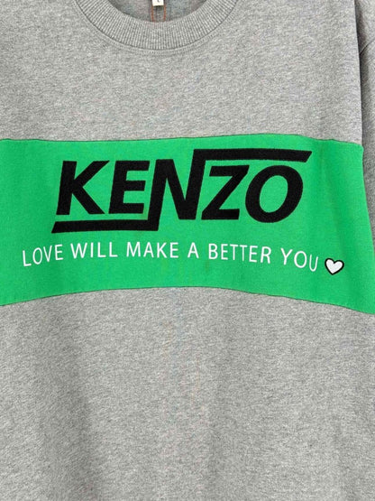 Pre - loved KENZO Grey w/ Green Logo Size Large Sweatshirt at Reems Closet